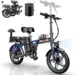 Rakowe Folding Electric Bike for Adults, 750W Peak Motor, Up to 45Miles & 28MPH EBike, 16" EBike, 2 Seater Electric Bike with Removable Battery, All-Terrain Electric Bicycles for Commute