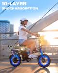 Rakowe Folding Electric Bike for Adults, 750W Peak Motor, Up to 45Miles & 28MPH EBike, 16" EBike, 2 Seater Electric Bike with Removable Battery, All-Terrain Electric Bicycles for Commute