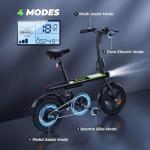isinwheel U1 Electric Bike for Adults 750W Peak Motor, 20 mph Folding Ebike, 14" Adults Electric Bicycles with Smart Uphill, 280.8Wh Battery, 25 Miles PAS Range, Mini E Bikes for Adults and Teens
