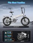 Jasion EB7 2.0 Adult Electric Bicycles, 28MPH Folding Electric Bike with 1200W Peak Motor, 55Miles Commute Ebikes for Adults 480WH Battery, Shock Absorber, Disc Brake, 20" *3.0 Tires for Snow W+W
