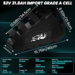 ZLSHELIBK 52V Ebike Battery 31.8Ah Rechargeable Lithium Batteries with 4A Charger Electric Bike Battery Built-in 80A BMS for 500-4000W Motor (52V 31.8Ah)