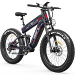 FREESKY Dual Battery 48V 41AH 160 Mile 40MPH Electric Bike for Adults, 4000W High-Torque Single Motor Long Range Fast Fat Tire Ebike, 26" Full Suspension Mountain E Bike, UL 2849 Certified by TÜV