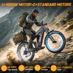 FREESKY Dual Battery 48V 41AH 160 Mile 40MPH Electric Bike for Adults, 4000W High-Torque Single Motor Long Range Fast Fat Tire Ebike, 26" Full Suspension Mountain E Bike, UL 2849 Certified by TÜV