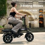 URLIFE Folding Electric Bike for Adults, 14" Portable Commuter ebikes, 20-40 Mile Long Range, 500W Peak Motor, 20MPH, UL 2849 Mini Bikes for Teens (Black)