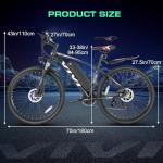 Vivi Electric Bike for Adults, 27.5" Electric Mountain Bike, Peak 1000W Ebike 22MPH Electric Bike with 48V 499.2WH Battery, Up to 50 Miles, 21 Speed Adult Electric Bicycles, SGS Certified to UL2849