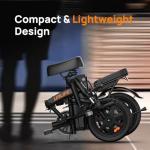 URLIFE Folding Electric Bike for Adults, 14" Portable Commuter ebikes, 20-40 Mile Long Range, 500W Peak Motor, 20MPH, UL 2849 Mini Bikes for Teens (Black)