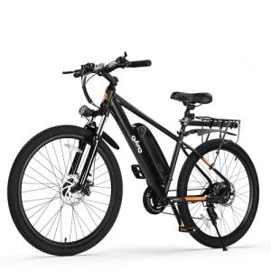 Qlife Racer Electric Bike for Adults - 21-Speed Mountain Lightweight Ebike with Peak 750W 22MPH Brushless Motor, 375Wh Removable Battery, 26X2.1 Tire Step Over E-MTB, Up to 40 Miles,Black