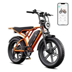 TST Electric Bike for Adults, 1500W Peak Motor 28 MPH 60 Miles Fat Tire E Bike with 48V 15Ah Removable Battery 20" Electric Dirt Bike Hydraulic Suspension, Orange, Safety Tested to UL 2849