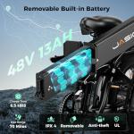 Jasion X-Hunter Electric Bike for Adults,1400W Peak Motor 30MPH Max Speed 48V 13AH Removable Battery,Full Suspension System,20''*4.0 Fat Tire Foldable Ebike 7-Speed Electric Bicycle