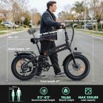 Jasion X-Hunter Electric Bike for Adults,1400W Peak Motor 30MPH Max Speed 48V 13AH Removable Battery,Full Suspension System,20''*4.0 Fat Tire Foldable Ebike 7-Speed Electric Bicycle