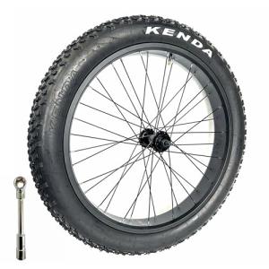 Fat Bike Front Wheel 26''x4.0 with Tyre Hub Spokes Black Alloy Aluminum Snow Bicycle fatbike Rim Wheel 26 Bolt On
