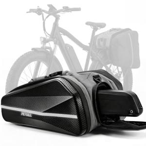 PETGILL Ebike Battery Bag,40L Hard Shell Waterproof Electric Bicycle Rear Rack Bag with Reflective Strips and Shoulder Straps，bike rack bags for ebikes，E-Bike Accessories.