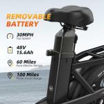 1500W Peak Electric Bike for Adults with 28MPH & 70 Miles Max Range, 48V & 750Wh Removable Battery Electric Bicycle, Folding E Bike with 20'' Fat Tire, Cargo Ebike, Step-Thru Frame, UL Certified