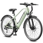 Jasion Roamer Electric Bike for Adults 1200W Peak Motor 528WH Removable Battery,up to 60miles 28MPH City Cruiser Ebike,26'' Commuter E Bike, 7-Speed Gears and Front Suspension Bicycles,Green