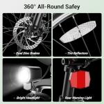 Jasion Roamer Electric Bike for Adults 1200W Peak Motor 528WH Removable Battery,up to 60miles 28MPH City Cruiser Ebike,26'' Commuter E Bike, 7-Speed Gears and Front Suspension Bicycles,Green