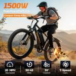 ZEFIORA Electric Bike for Adults, 1500W Peak Mountain Ebike, 20 MPH, 45 Miles Range, 7 Speeds, 48V 10Ah Removable Battery, 26" Ebike for Commute