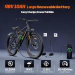 ZEFIORA Electric Bike for Adults, 1500W Peak Mountain Ebike, 20 MPH, 45 Miles Range, 7 Speeds, 48V 10Ah Removable Battery, 26" Ebike for Commute