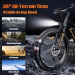 ZEFIORA Electric Bike for Adults, 1500W Peak Mountain Ebike, 20 MPH, 45 Miles Range, 7 Speeds, 48V 10Ah Removable Battery, 26" Ebike for Commute