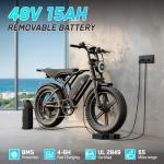 TST Electric Bike for Adults 1500W Peak 20" Fat Tire All- Terrain E-Bike 60 Miles 28 MPH Electric Dirt Bike - 48V 15 AH Battery Tested to Safety Tested to UL 2849 Powered Electric Bicycle