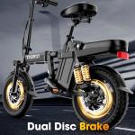 INSDRGN 14" Folding Electric Bike for Adults, Peak 1500W Motor,20MPH Max Speed,48V 16Ah Removable Battery Electric Bike, 35/62Miles Max Range, UL 2849 Certified E Bike