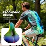 ROCKBROS Bike Seat Cushion for Men Women with Handle & Dual Shock Absorbing Ball Memory Foam - 3 Zone Concept Bike Saddle, Soft Wide Waterproof Mountain Bicycle Accessories