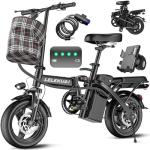 Electric Bike for Adults Teens, Folding E-Bike,Commuter City Foldable ebike with 560W Motor 48V 10Ah Battery, 24MPH 3-Level Pedal Assist, Dual Disc Brakes,14" Compact Electric Bicycle with Pedals