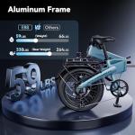 Jasion EB6 Electric Bike for Adults, [1000 Peak Motor & 25Mph],55 Miles Max Range (PAS 1) by 504Wh Built-in Battery, 20'' Fat Tire Folding Ebike with LCD Display and 5 Pedal Assist Levels