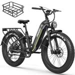 FREESKY Wildcat Pro Electric Bike for Adults, 105Miles Long Range Ebike, 25A Battery, 37MPH & 3000W Step-Thru 26'' Fat Tire 85% Reduce Bump Full Suspension E Bike Womens/Man