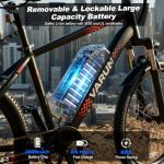 VARUN Electric Bike - Ebikes for Adults Peak 500W 20MPH Up to 40Mile Commuter Ebike with Removable Battery, Electric Mountain Bike with 7-Speed Front Fork Suspension and Dual Disc Brakes