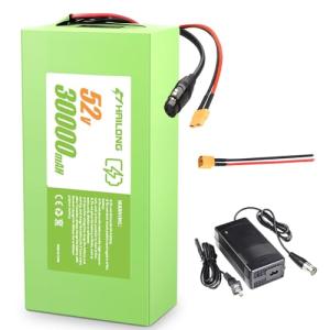 H HAILONG Certified 52V 30Ah High-Performance Scooter/Personal E-Transport Power Pack for 200W-1500W Motor, with 40A BMS, XT60 Connector & 58.8V 4A 3-Prong XLR Adapter, 1000+ Deep Cycles