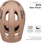 BATFOX Mountain Bike Helmet for Men Women,MTB Bicycle Cycling E-Bike Helmet for Adults Fit(52-60CM) (W/Goggles-Brown, L(56-60CM))