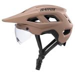 BATFOX Mountain Bike Helmet for Men Women,MTB Bicycle Cycling E-Bike Helmet for Adults Fit(52-60CM) (W/Goggles-Brown, L(56-60CM))