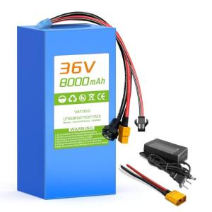 36V Lithium Battery Pack 8Ah/10Ah, Built-in 25A BMS, XT60 SM Connector, w/ 2A Charger, Compatible with Jetson Bolt pro and 36V DC 100W-600W Power Systems DIY Projects (36V 8Ah)