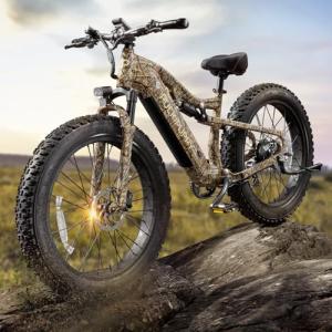 PUCKIPUPPY Labrador Electric Bike for Adults 960W, 48V 20AH Battery Adult Electric Bicycles, 26" Fat Tire Full Suspension Ebike, 28MPH Mountain Beach E Bike, 7 Speed, 80Miles Range, UL2849 Compliant