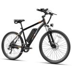 Jasion EB5 Electric Bike for Adults with Peak 500W Brushless Motor, 40Miles 20MPH Commuting Electric Mountain Bike with 360Wh Removable Battery, 7-Speed, 26" Tires and Front Fork Suspension