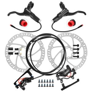 Z00M HB876E 2-PIN 4-Pistons E-Bike Electric Power-Off Hydraulic Brake Set, Pre-Bled with Mineral Oil Brakes Kit for eBike, Mountain Bike, Road Bike