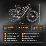 Jasion EB5 MAX Electric Bike for Adults with 2000W Peak Motor, 48V 15Ah (720Wh) Battery Electric Mountain Bike, 26'' x 4'' Fat Tire Ebike, 28+MPH Speed, Cruise Control, with Fenders, Rear Rack
