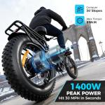 Jasion X-Hunter Electric Bike for Adults 1400W Peak Motor,30MPH Max Speed,48V 13AH Removable Battery,Full Suspension System Design,20 * 4.0 Fat Tire Foldable Ebike,7-Speed Electric Bicycle