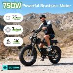 Gotrax R7 Electric Bike for Adults, 750W Motor, 25mph, Max 45-Mile Range, 20" Fat Tire, UL Certified, 48V Removable Battery, Oversized Padded Seat, Basket&Frame Bag, Easy Assembly for City&All-Terrain