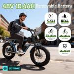 Gotrax R7 Electric Bike for Adults, 750W Motor, 25mph, Max 45-Mile Range, 20" Fat Tire, UL Certified, 48V Removable Battery, Oversized Padded Seat, Basket&Frame Bag, Easy Assembly for City&All-Terrain