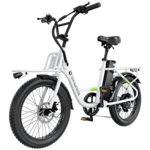 isinwheel U7 Electric Bike for Adults, 750W Peak 20 mph Cargo Ebike Adult Electric Bicycles 55 Miles Range E Bike, 48V 10.4Ah Removable Battery, 7 Speed Gearshift, 20" Step Thru Ebikes for Adults