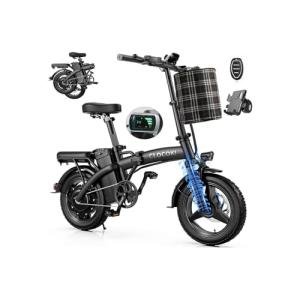 Folding Electric Bike for Adults, 550W Motor, 23MPH, 14" Mini Ebike | Pedal Assist | 30° Uphill | Shock Absorbers | 48V12AH Removable Battery | UL 2849 | Dual Disc Brake | 38 Miles PAS