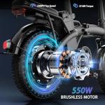 Folding Electric Bike for Adults, 550W Motor, 23MPH, 14" Mini Ebike | Pedal Assist | 30° Uphill | Shock Absorbers | 48V12AH Removable Battery | UL 2849 | Dual Disc Brake | 38 Miles PAS