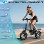 Folding Electric Bike for Adults, 550W Motor, 23MPH, 14" Mini Ebike | Pedal Assist | 30° Uphill | Shock Absorbers | 48V12AH Removable Battery | UL 2849 | Dual Disc Brake | 38 Miles PAS