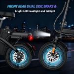 Folding Electric Bike for Adults, 550W Motor, 23MPH, 14" Mini Ebike | Pedal Assist | 30° Uphill | Shock Absorbers | 48V12AH Removable Battery | UL 2849 | Dual Disc Brake | 38 Miles PAS