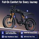 Aetherdriv Electric Bike for Adults 1500W, 35MPH 60Miles Range 20" Fat Tire Electric Bike, 48V 18.9Ah Battery Electric Mountain Bike,Hydraulic Brake for Ebike, 7-Speed All-Terrain Electric Dirt Bike