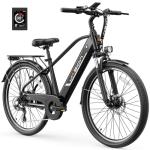 Jasion Roamer Electric Bike for Adults, 60miles Range, 28MPH Max Speed, 1200W Peak Motor, 528WH Removable Battery City Cruiser Ebike, 26" Commuter E Bike,Front Suspension Bicycles, Certified by UL2849