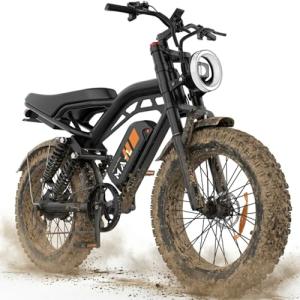 Electric Bike for Adults - 28MPH(PAS Mode) Fat Tire E-Bike, 48V 15.6Ah/25Ah Removable Battery, Full Suspension, LCD Display, 20" All-Terrain Tires Adult Electric Bicycle for Off-Road Commute