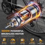 Movcan V80 Electric Bike, 1000W Motor 28MPH Ebike, 48V 13Ah Removeable Battery, 26'' City Cruiser Adult Electric Bicycles up to 70 Miles, 7-Speed Dual Disc Brake, Mountain E Bike for Commuting