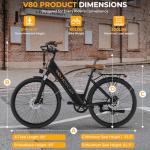 Movcan V80 Electric Bike, 1000W Motor 28MPH Ebike, 48V 13Ah Removeable Battery, 26'' City Cruiser Adult Electric Bicycles up to 70 Miles, 7-Speed Dual Disc Brake, Mountain E Bike for Commuting